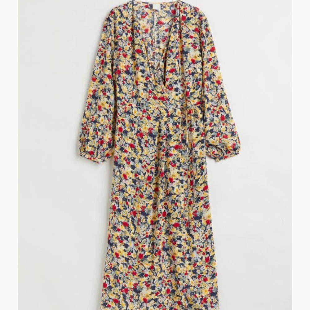 H&M Floral Wrap Midi Dress